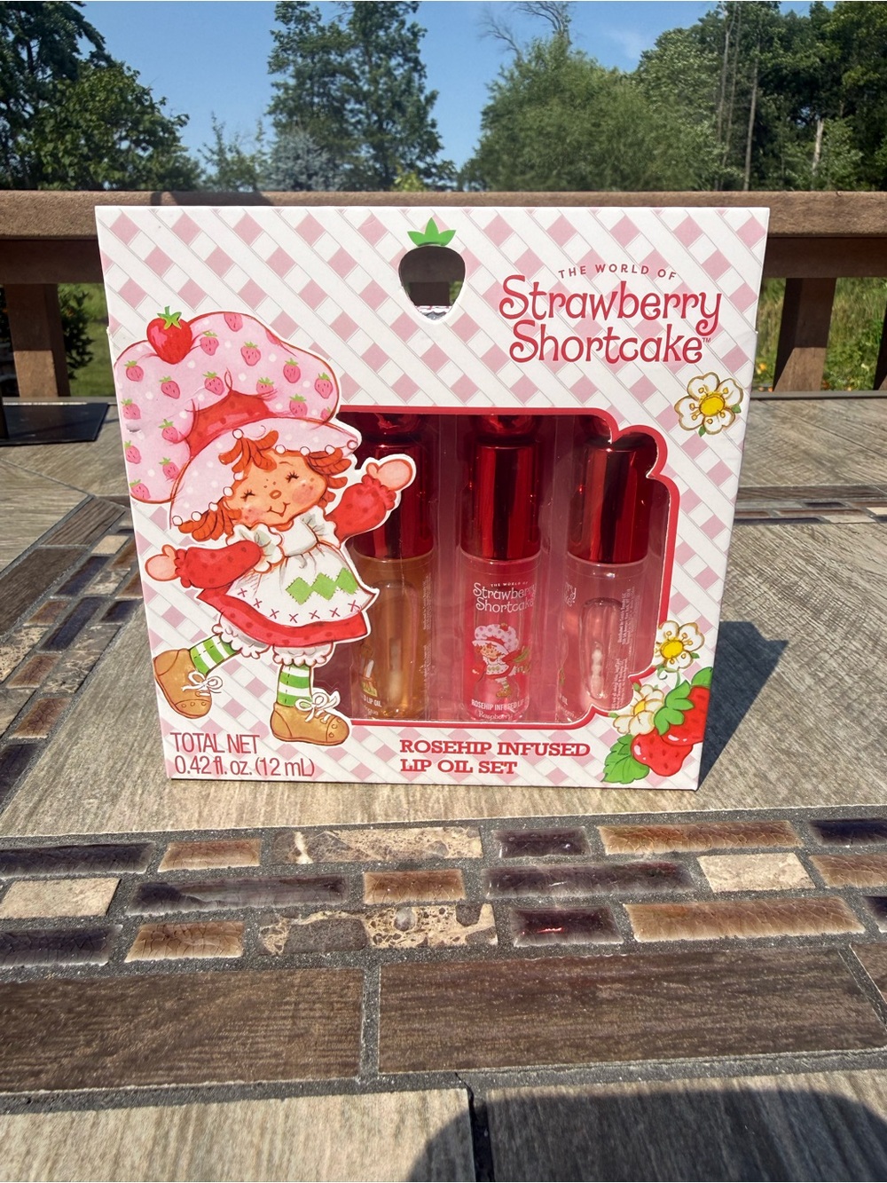 NIB 3 Rosehip Infused Lip Oil Set Strawberry Shortcake